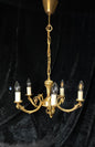 Traditional Vintage French 5 Arm Heavy Brass Flower Bud Chandelier ceiling Light