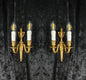 Traditional Pair Vintage French Empire Style 2 Arm Brass Electric Sconces Lights