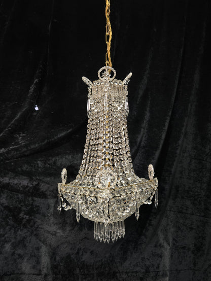 Fabulous Antique French 1 Light Montgolfiere Crystal Chandelier Ceiling Light