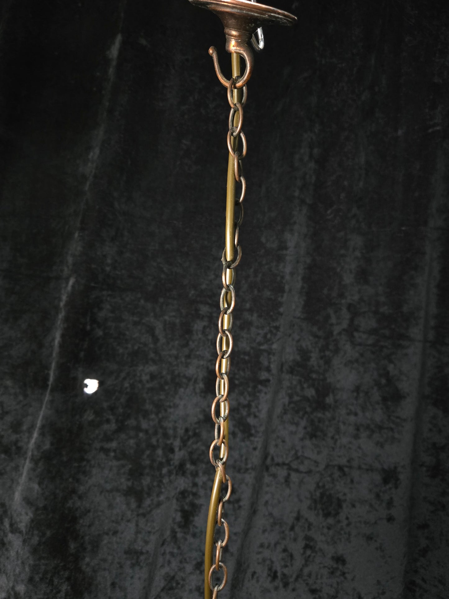 Lovely Vintage French Coloured Glass Copper Lantern Ceiling Light