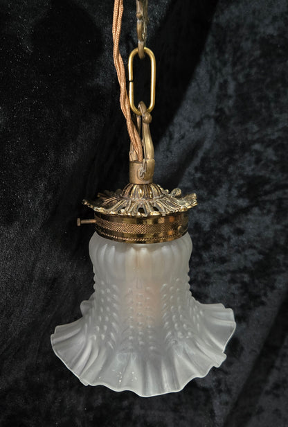 Fabulous Vintage French 3 Light Cherub Brass and Spelter Chandelier with Shades