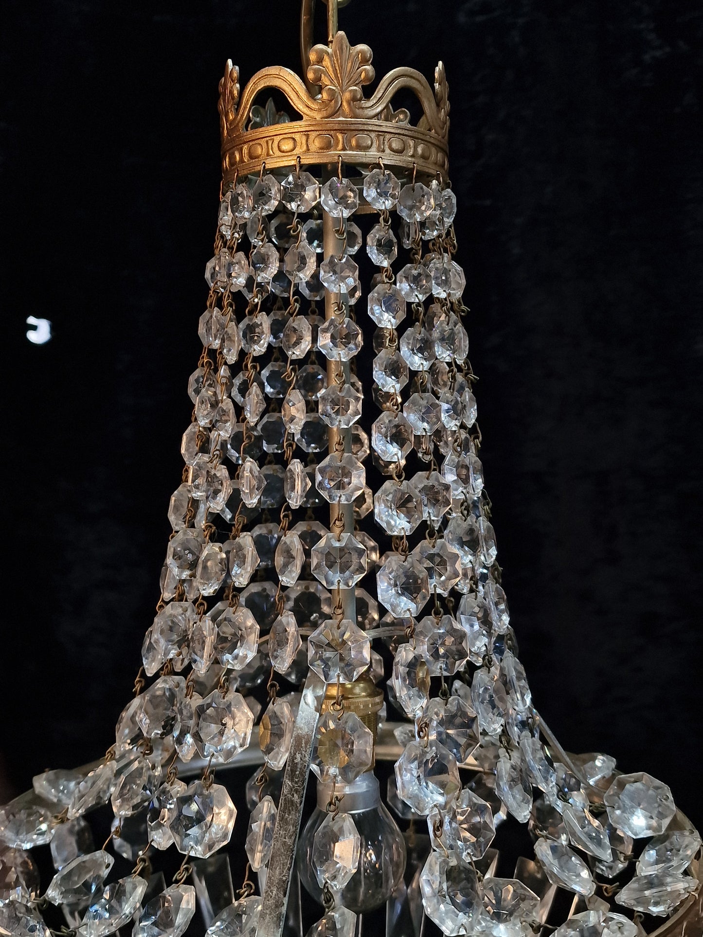 Traditional Vintage Italian 1 Light Gilded on Metal Montgolfiere Chandelier