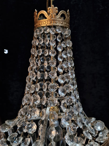 Traditional Vintage Italian 1 Light Gilded on Metal Montgolfiere Chandelier