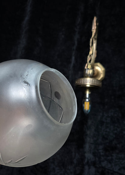 Unique Pair of Vintage Italian Brass Glass Lantern Wall Lights Sconces