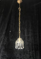 Beautiful Petite Cut Glass Crystal Antique Shade Brass Pendant Light Chandelier