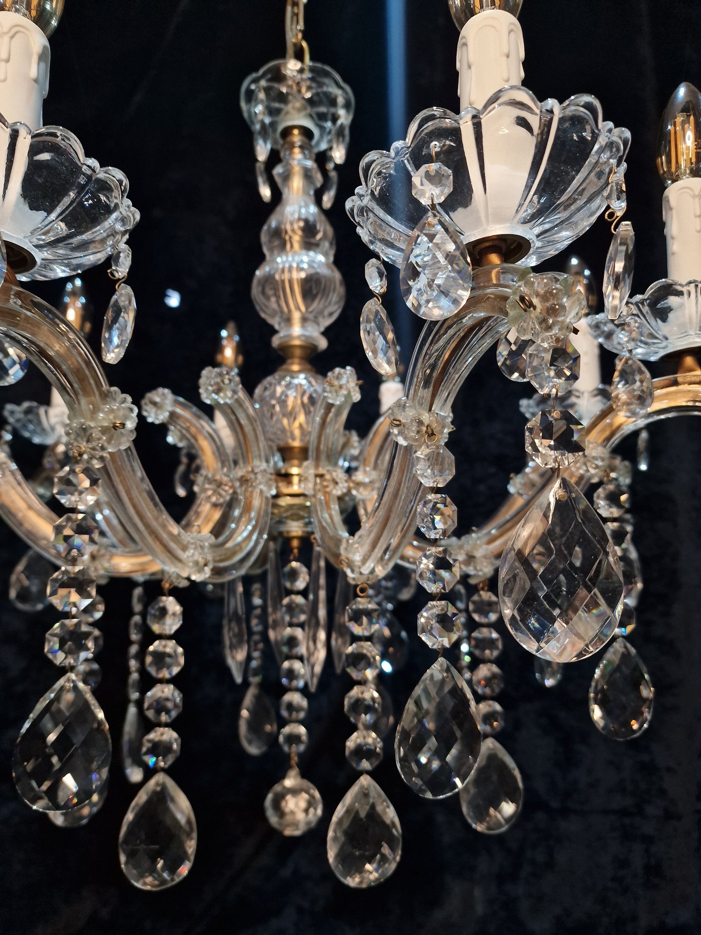 Fabulous Vintage French Large 8 Arm Glass Crystal Marie Therese Chandelier Light
