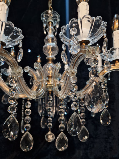 Fabulous Vintage French Large 8 Arm Glass Crystal Marie Therese Chandelier Light