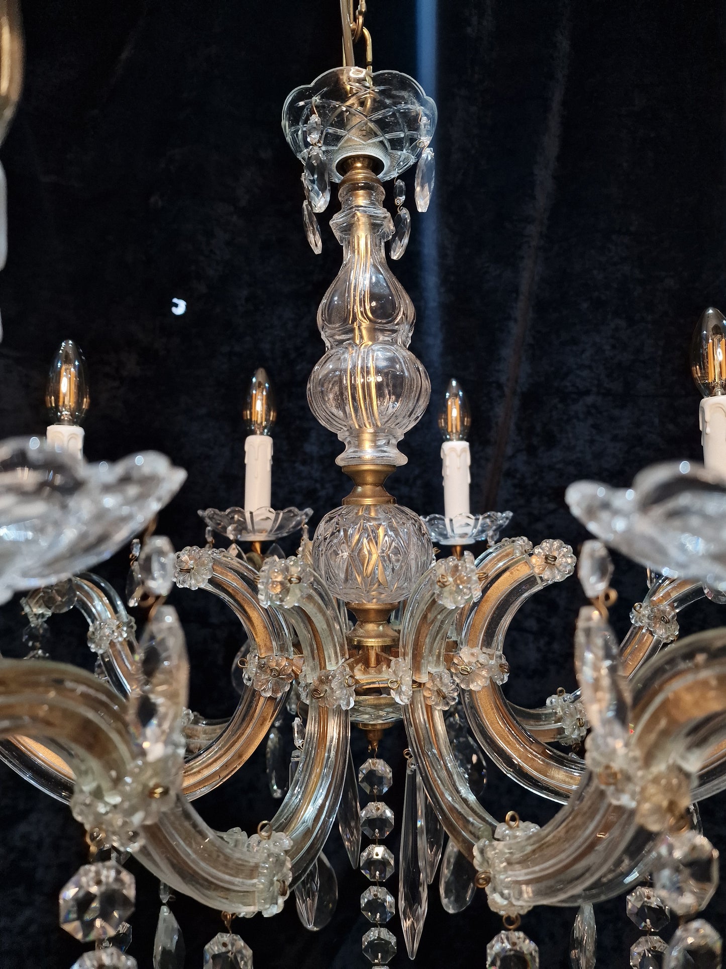 Fabulous Vintage French Large 8 Arm Glass Crystal Marie Therese Chandelier Light