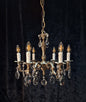 Beautiful Heavy Antique French Bronze Nickel Plated Crystal 6 Arm Chandelier