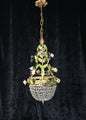 Beautiful Vintage Florentine Italian 1 Light Crystal Roses Toleware Chandelier