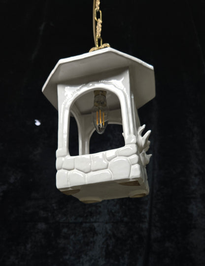 Unique Vintage White Ceramic Doves Hanging Lantern Ceiling LightUnique Vintage White Ceramic Doves Hanging Lantern Ceiling Light