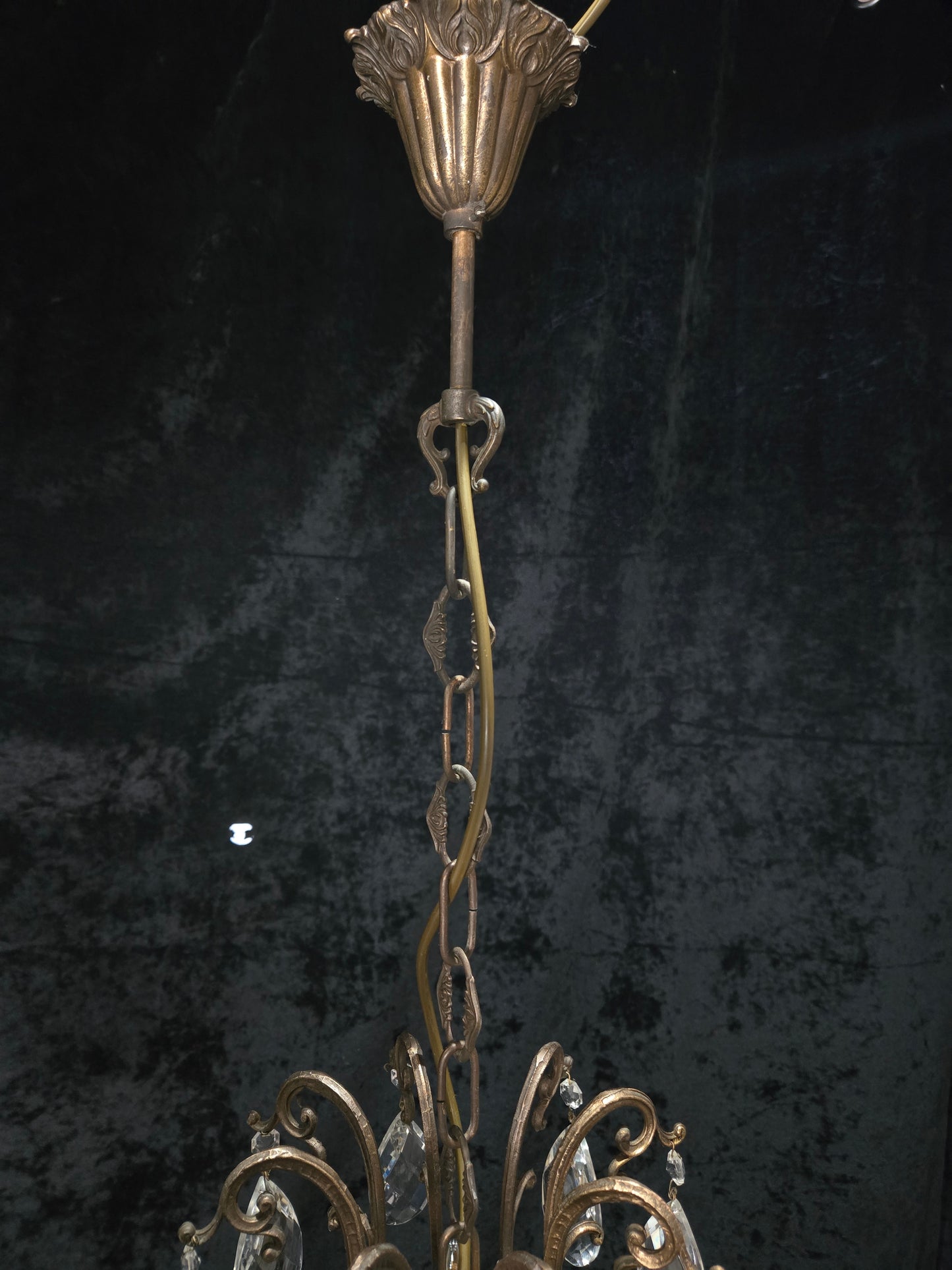 Fabulous Large Vintage Italian Heavy 8 Arm Leaf Crystal Chandelier Ceiling Light