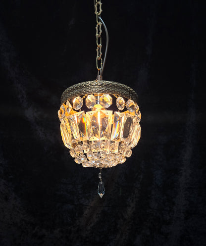 Beautiful Antique French Crystal Half Bag Montgolfiere Chandelier Ceiling Light