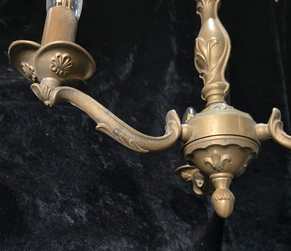 Art Nouveau Style Vintage French Bronze Veritable 3 Arm Chandelier Ceiling Light