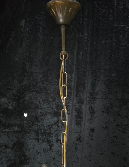Beautiful Vintage Italian 6 Arm Brass Glass Crystal Chandelier Ceiling Light