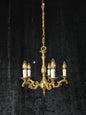 Classical Vintage French 5 Arm Brass Rococo Style Chandelier Ceiling Light