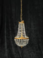 Traditional Antique French 1 Light Brass and Crystal Montgolfiere Chandelier