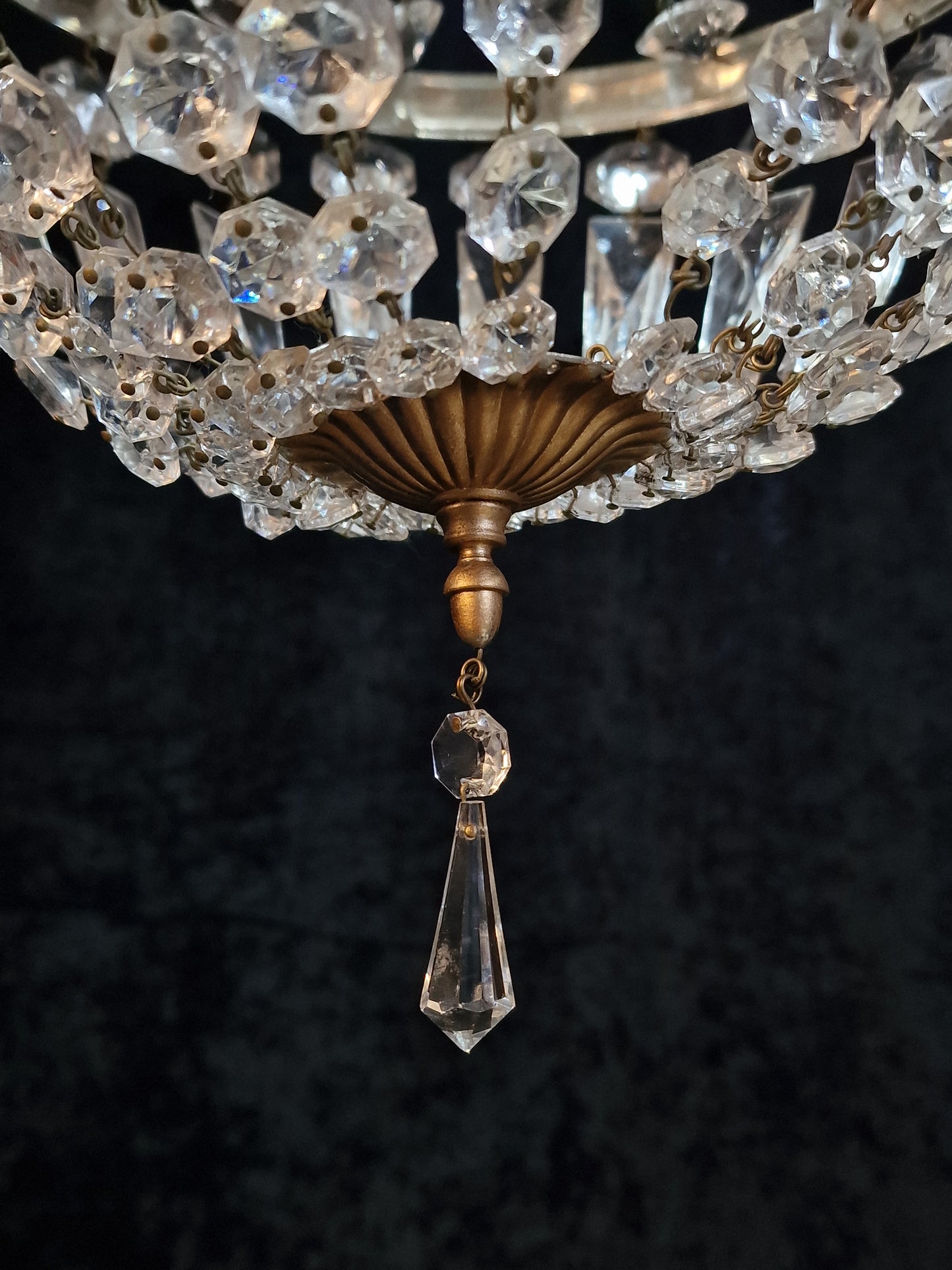 Traditional Vintage Italian 1 Light Gilded on Metal Montgolfiere Chandelier