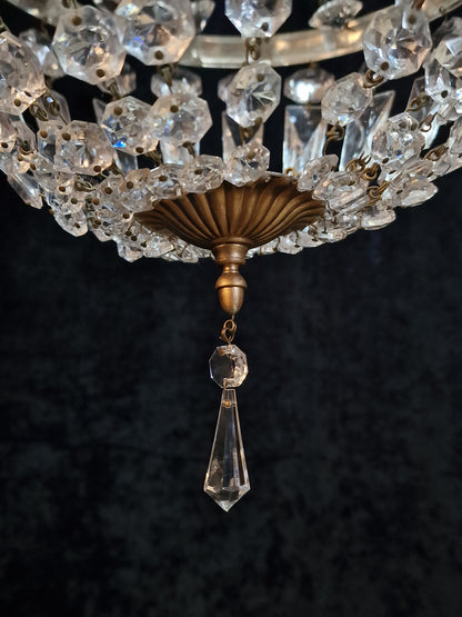 Traditional Vintage Italian 1 Light Gilded on Metal Montgolfiere Chandelier