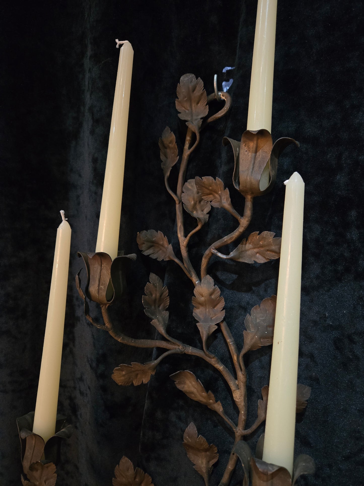 Fantastic Trio of Large Antique Wrought Iron Florentine Italian Candle Sconces