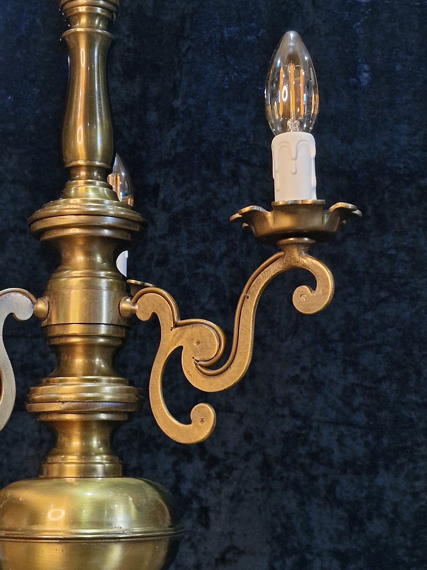 Elegant Vintage Italian 3 Arm Brass Chandelier Ceiling Light