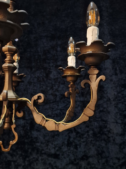 Decorative Heavy Antique Solid Brass Italian Gothic Style Chandelier Light