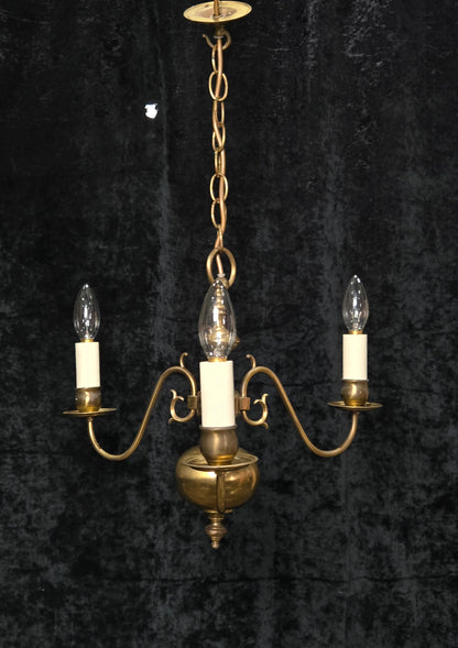 Classical Vintage 3 Arm Brass Flemish Chandelier Ceiling Light