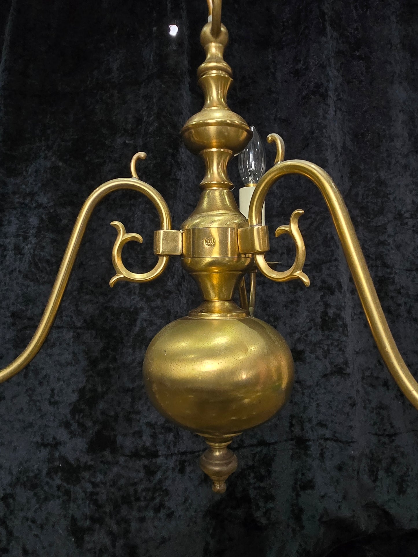 Classical Vintage 3 Arm Brass Flemish Chandelier Ceiling Light