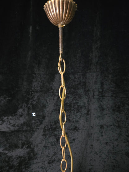 Classical Vintage Italian Brass 6 Arm Glass Crystal Chandelier Ceiling Light