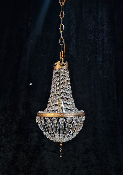 Traditional Vintage Italian 1 Light Gilded on Metal Montgolfiere Chandelier