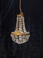 Lovely Antique French 1 Light Brass Montgolfiere Bag and Tent Chandelier Light