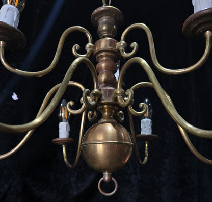 Traditional Antique 9 Arm 2 Tier Brass Flemish Chandelier Ceiling Light