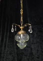 Lovely Vintage Clear Cut Glass Brass Crystal Leaf Hall Lantern Pendant Light