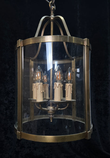Grand Large Chateau Quality Heavy Antique French 6 Light Brass Cylinder Lantern
