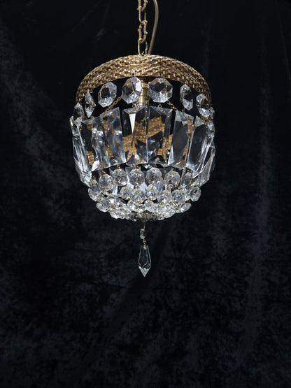 Beautiful Antique French Crystal Half Bag Montgolfiere Chandelier Ceiling Light