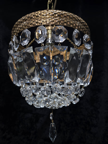 Beautiful Antique French Crystal Half Bag Montgolfiere Chandelier Ceiling Light