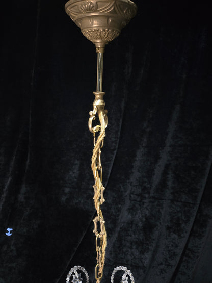 Fabulous Antique French 1 Light Montgolfiere Crystal Chandelier Ceiling Light