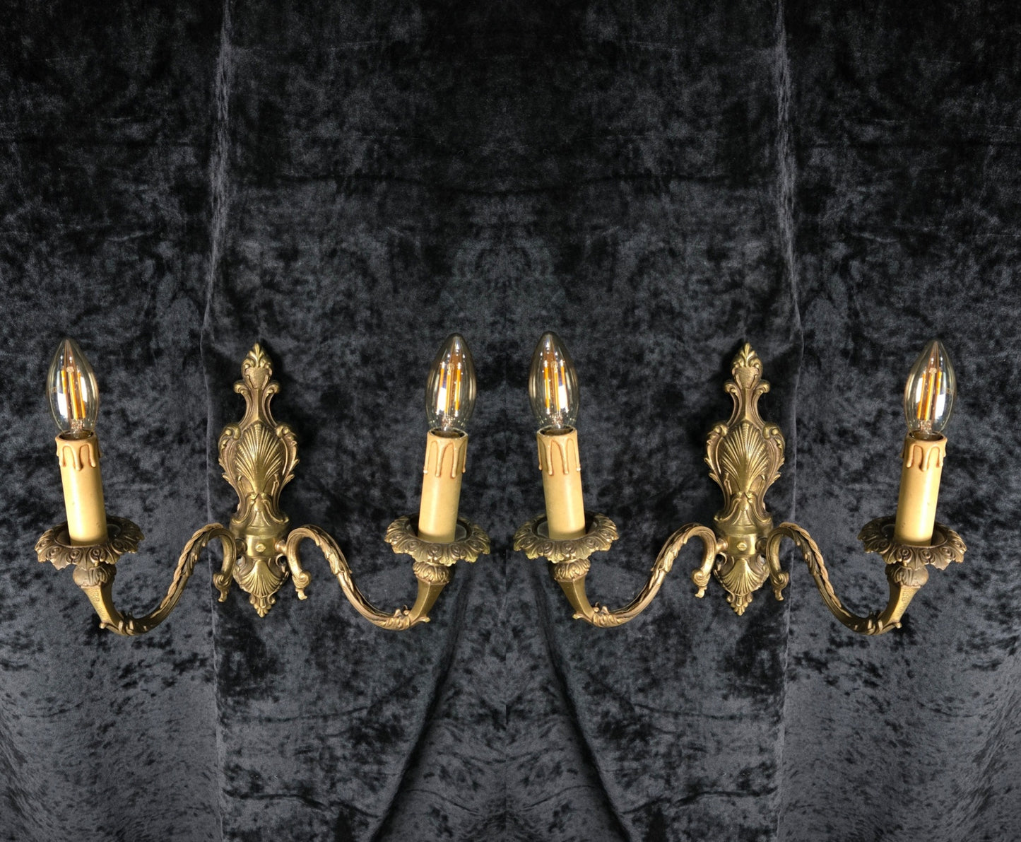Fabulous Pair of Vintage 2 Arm Italian Brass Leaf Sconces Wall Lights