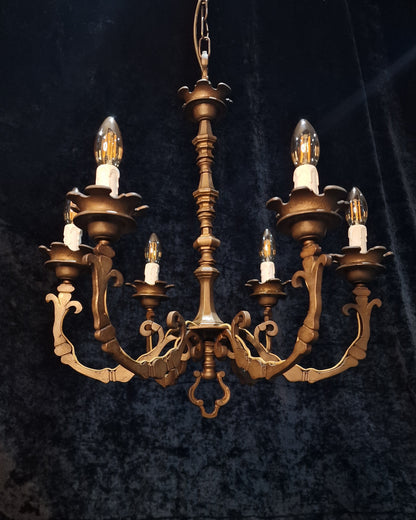 Decorative Heavy Antique Solid Brass Italian Gothic Style Chandelier Light