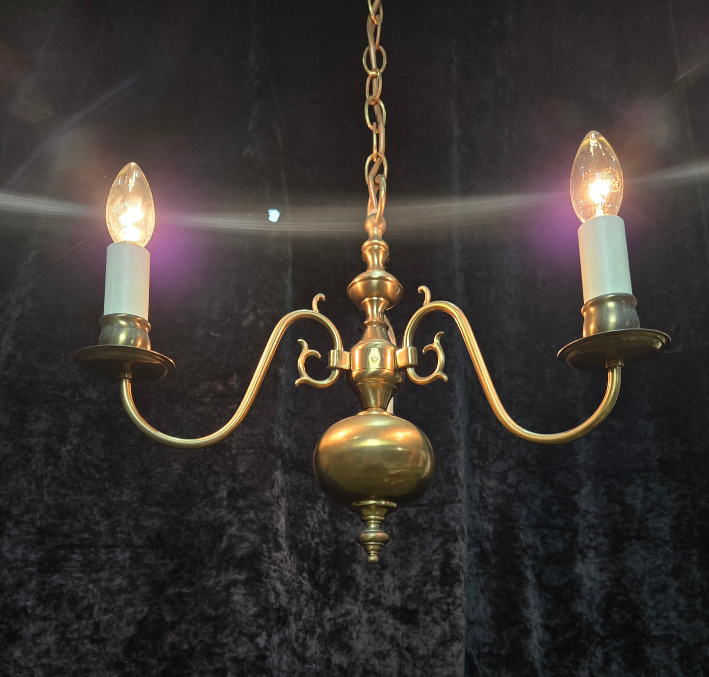 Classical Vintage 3 Arm Brass Flemish Chandelier Ceiling Light