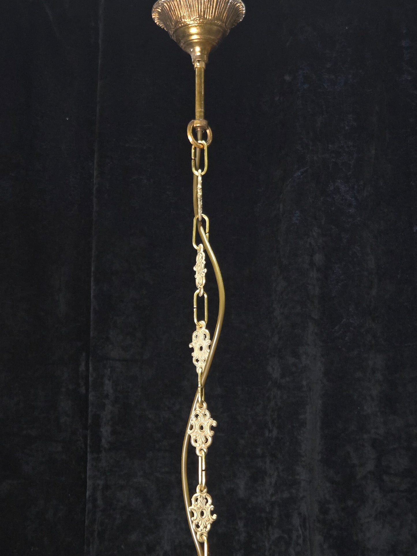 Fabulous Vintage French 5 Arm Brass Heavy Crystal Leaf Chandelier Ceiling Light
