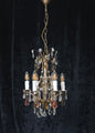 Beautiful Antique Italian 6 Arm Brass Crystal Cage Chandelier Ceiling Light