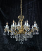Fabulous Large Vintage Italian Heavy 10 Arm 15 Light Brass Crystal Chandelier