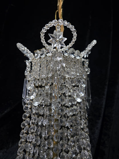Fabulous Antique French 1 Light Montgolfiere Crystal Chandelier Ceiling Light
