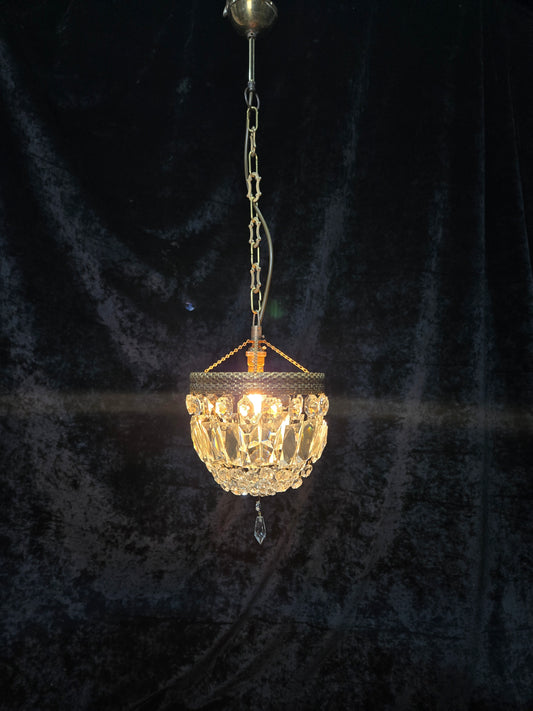 Beautiful Antique French Crystal Half Bag Montgolfiere Chandelier Ceiling Light