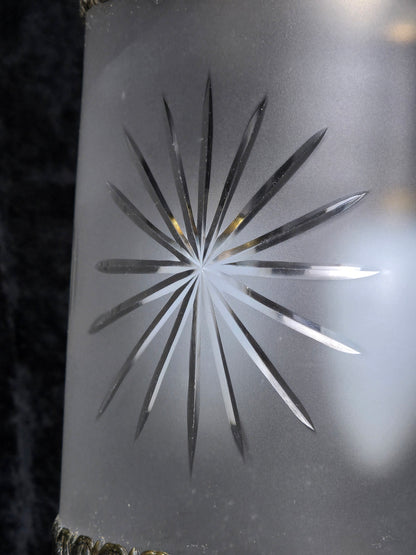 Elegant Vintage Italian Cylinder Cut Glass Starburst Brass 3 Light Lantern