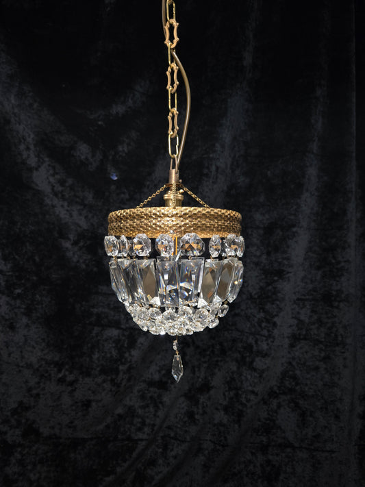 Beautiful Antique French Crystal Half Bag Montgolfiere Chandelier Ceiling Light