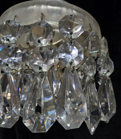 Classical Antique Czech 2 Tier Crystal Glass Brass Pendant Light Chandelier