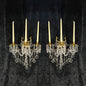 Superb Pair Large Vintage Italian Gilded Brass 3 Arm Candle Crystal Wall Lights