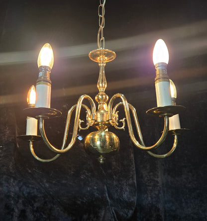 Classical 5 Arm Polished Brass Flemish Chandelier Ceiling Light